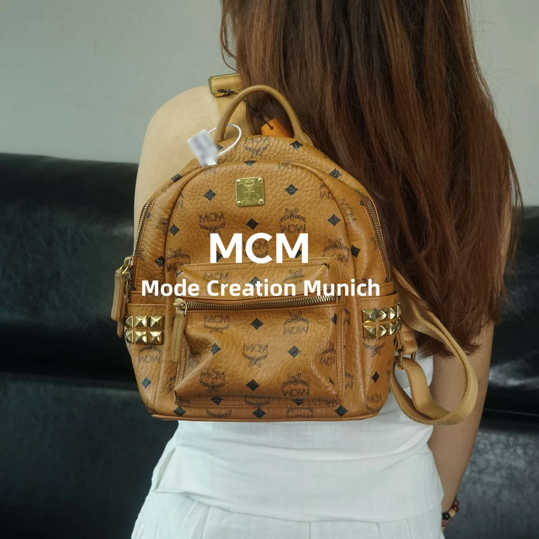 95新 MCM 干邑色 双肩包（小）/SS07812032/09