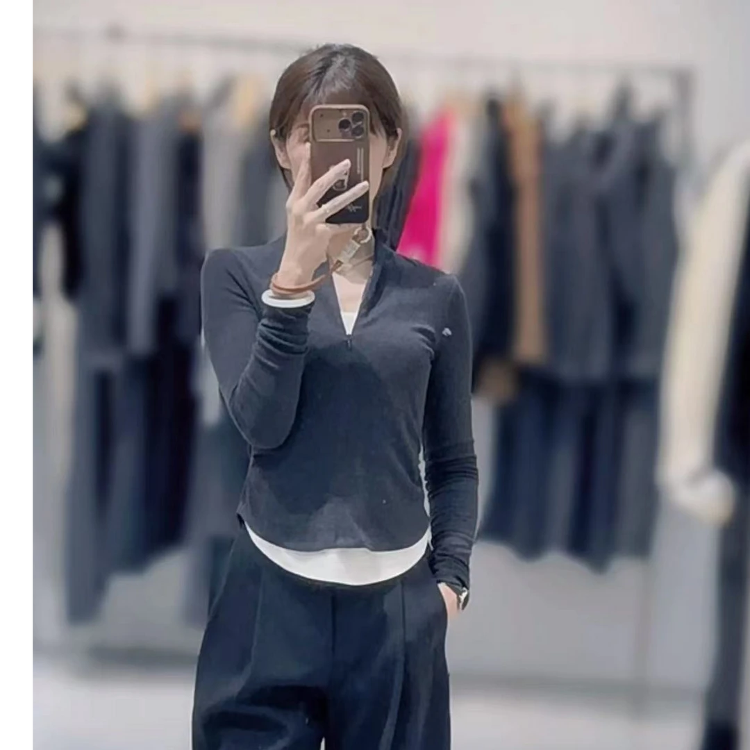 2024艾家同款气质 高领长袖41016008时尚百搭修身T桖