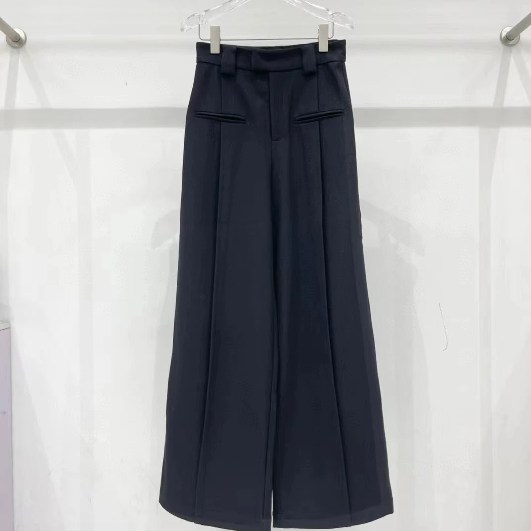 2024垂感阔腿裤高腰气质显瘦黑色宽松休闲裤女士41013003