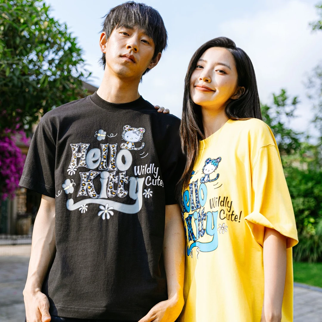 【HELLO KITTY官方联名】WHOOSIS豹纹贴布刺绣短袖t恤圆领宽松百搭
