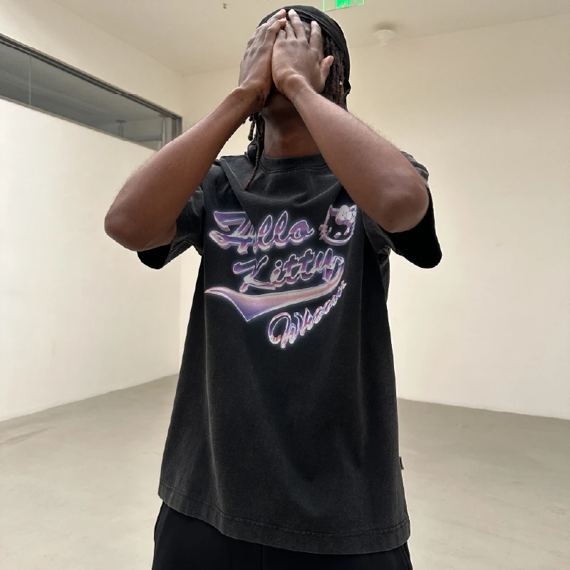 【HELLO KITTY官方联名】WHOOSIS金属LOGO水洗短袖t恤春夏宽松