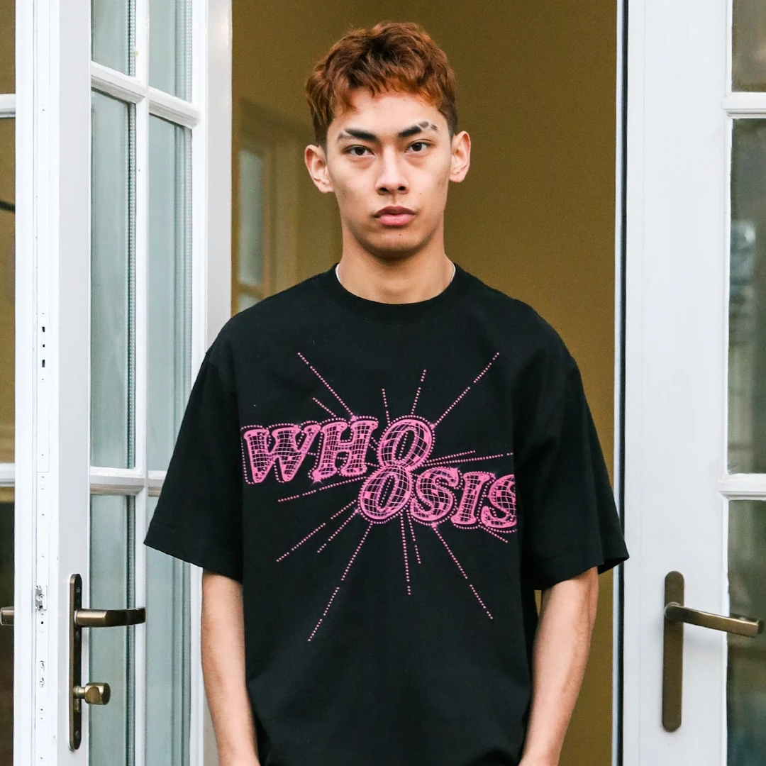 WHOOSIS（不知其名）8字logo钻石灯球短袖T恤男女情侣国潮宽松