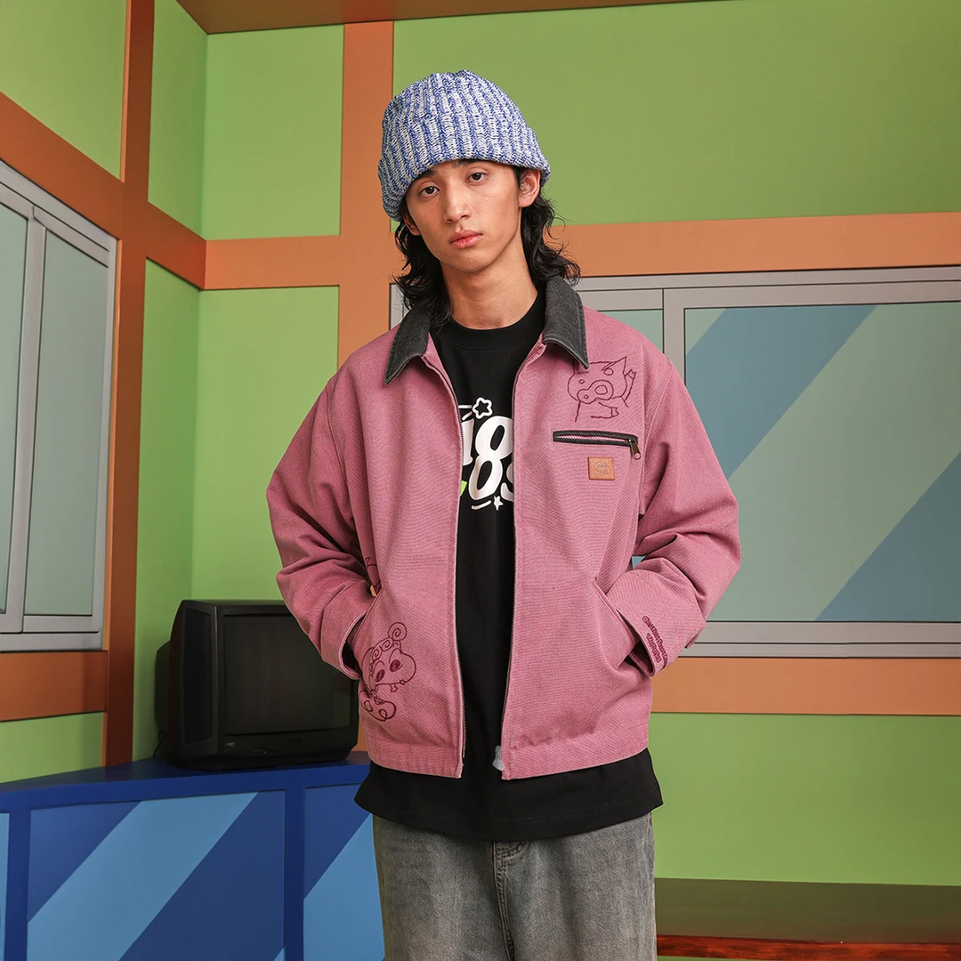 【蜡笔小新官方联名】WHOOSIS 水洗夹棉底特律夹克冬季外套男女