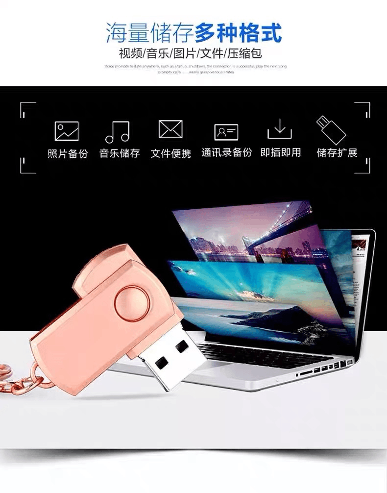 个性创意diy定制logo车载学生办公电脑音乐电视音响婚庆旋转u盘