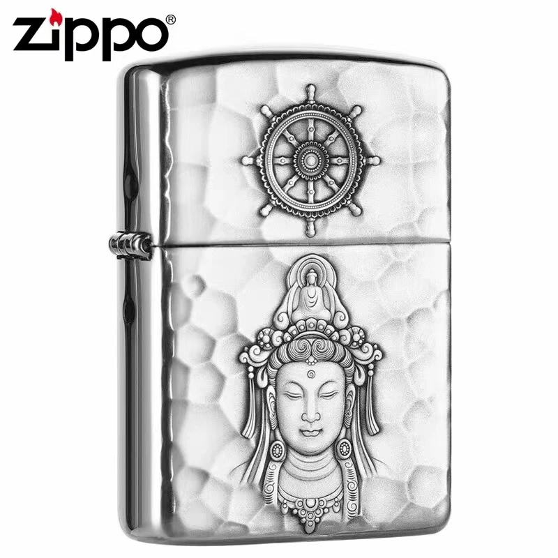 ZIPPO打火机-DIY银盔甲-陨石坑观心套盒男士个性立体观音DY9918FD