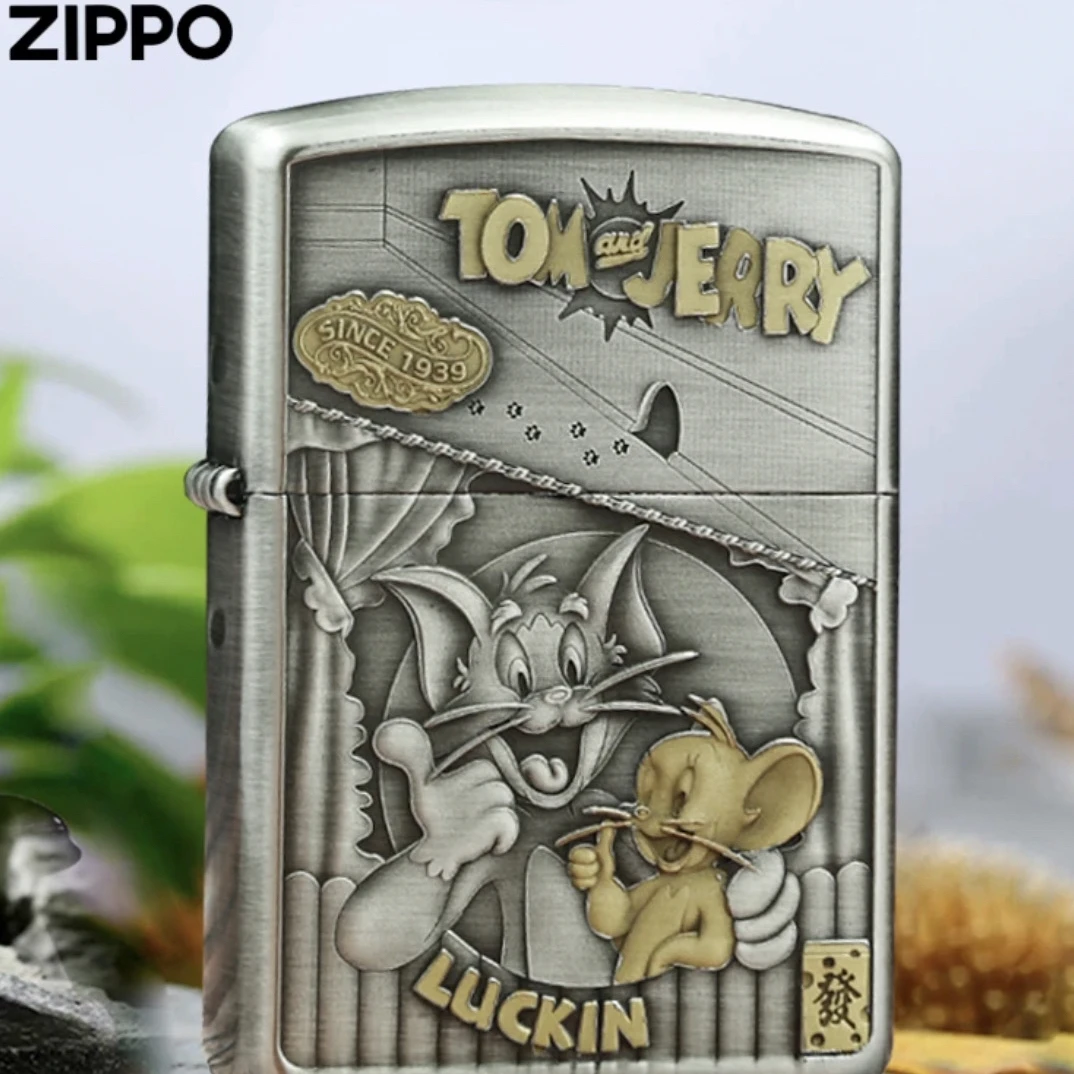 ZIPPO打火机-DIY-镀银包金猫和老鼠盔甲机经典男朋友礼物DY9912GY