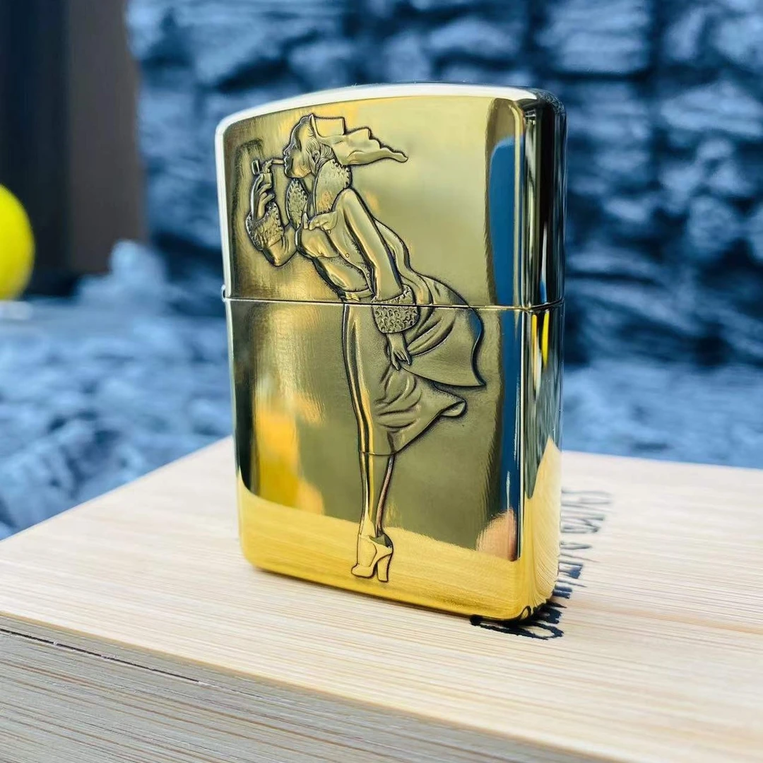 ZIPPO打火机-DIY黄铜盔甲-风中女郎男士经典防风立体礼物DY9912FD