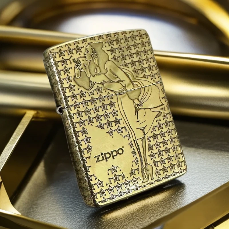 ZIPPO-黄铜盔甲-DIY星光风女 男士双面个性 防风经典礼品DY9912DK