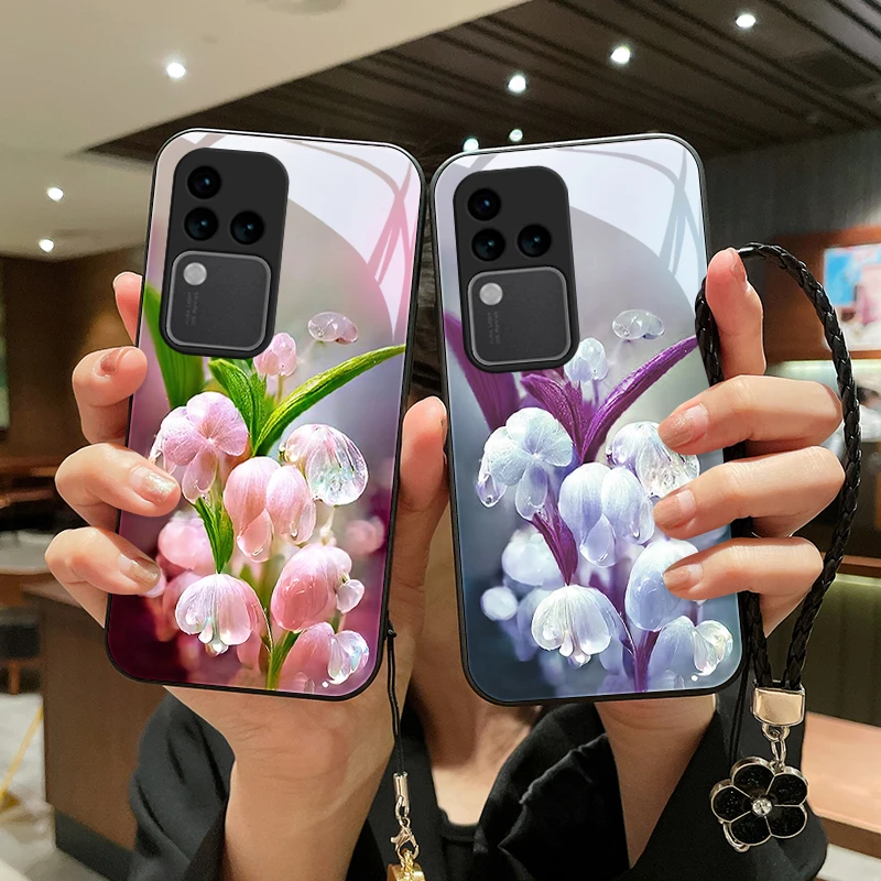 靓丽花朵适用vivos18手机壳新款S18pro硅胶散热玻璃vivos18e小众