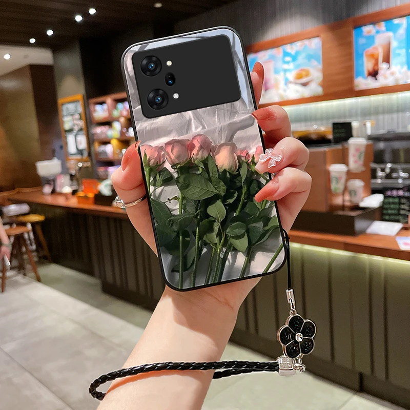 粉红花朵适用oppok10手机壳K10pro玻璃k10活力版保护套k10x新款个