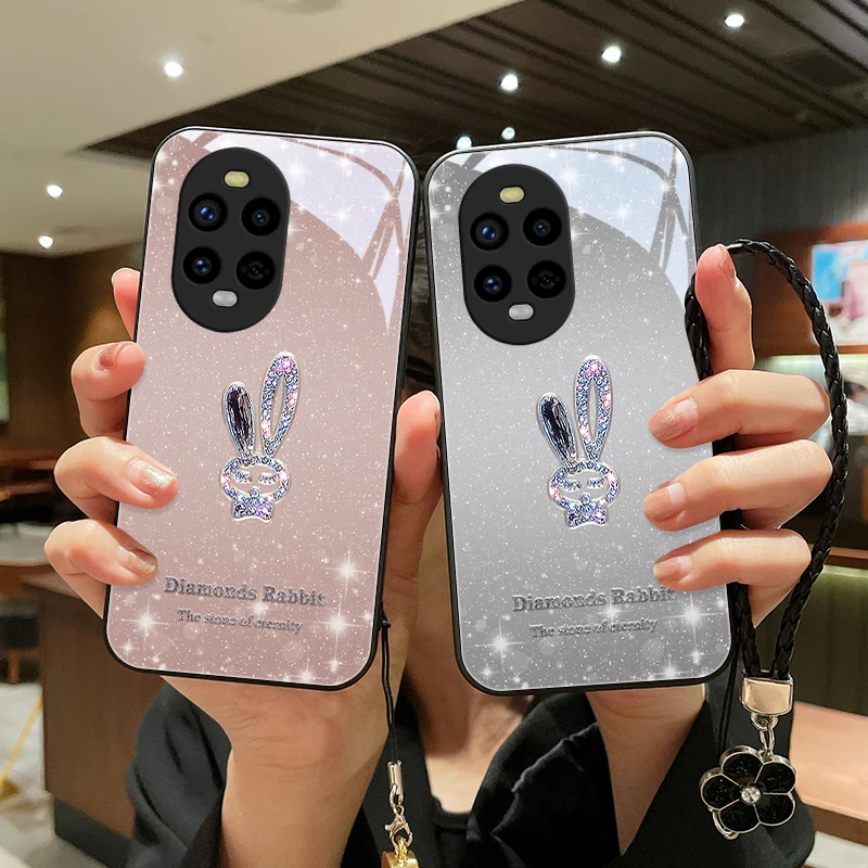 星闪小兔适用华为nova13pro手机壳高级Nova13玻璃壳女挂绳软边防