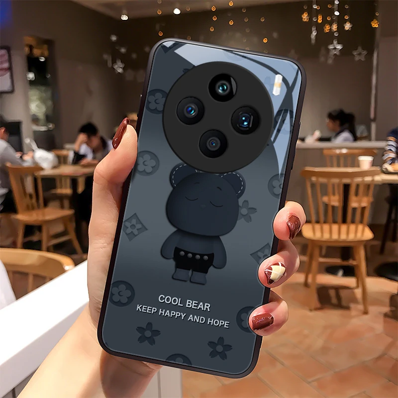 圆脸熊适用vivoX100Ultra手机壳vivoX100SPro玻璃x100Ultra高级感