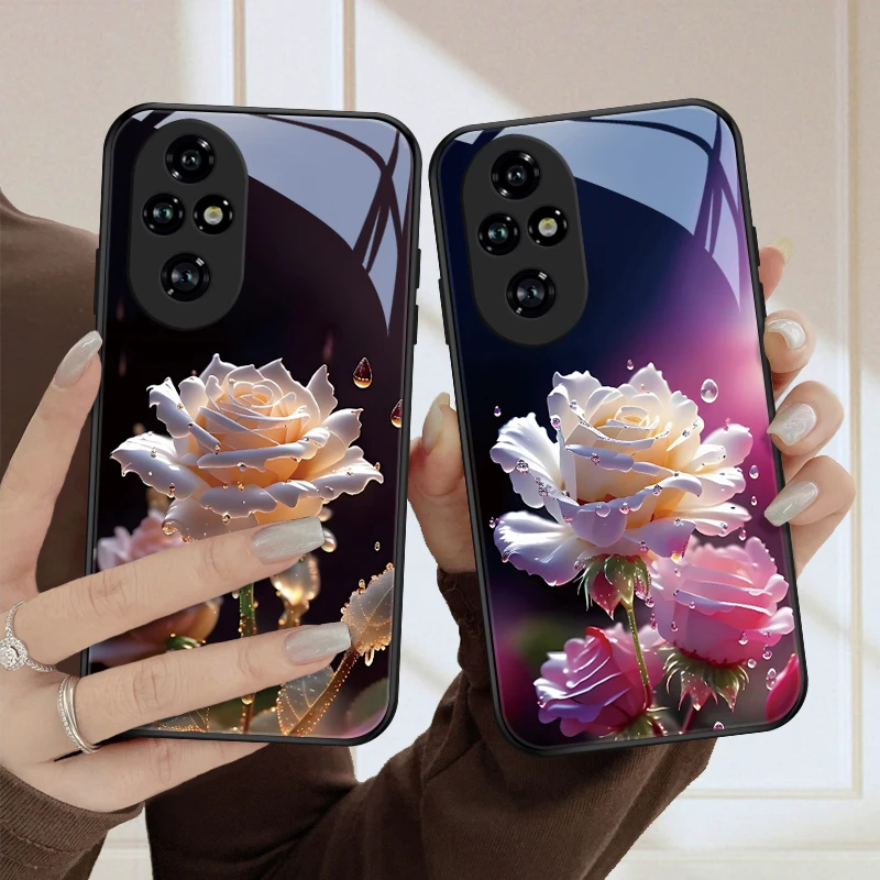 盛开花朵适用华为荣耀200手机壳荣耀200pro保护套全包防摔散热玻