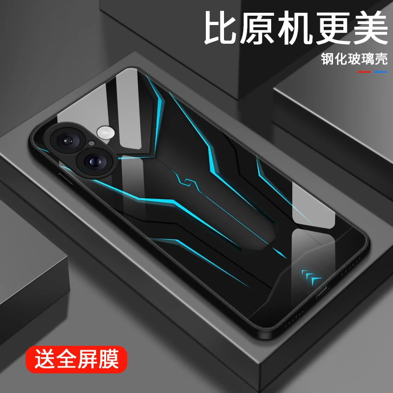 炫酷机甲适用苹果16手机壳iPhone16Promax女款高级感玻璃散热情侣