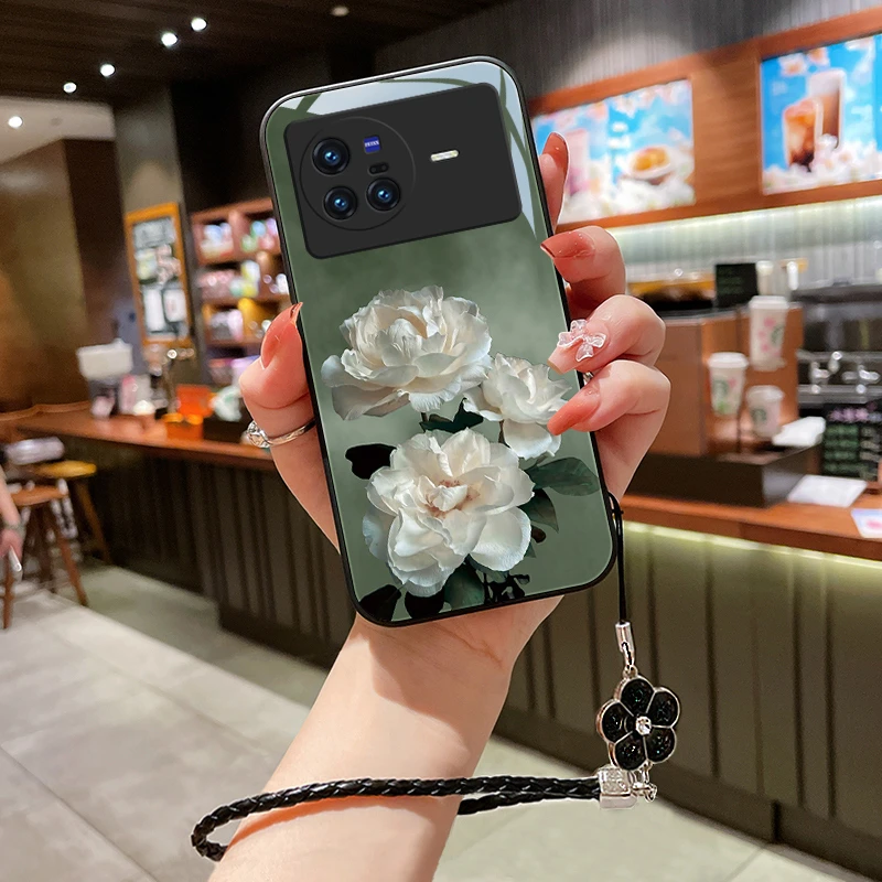 洁白花朵vivox80pro手机壳X80玻璃x70女款x70pro全包x70pro+防摔8