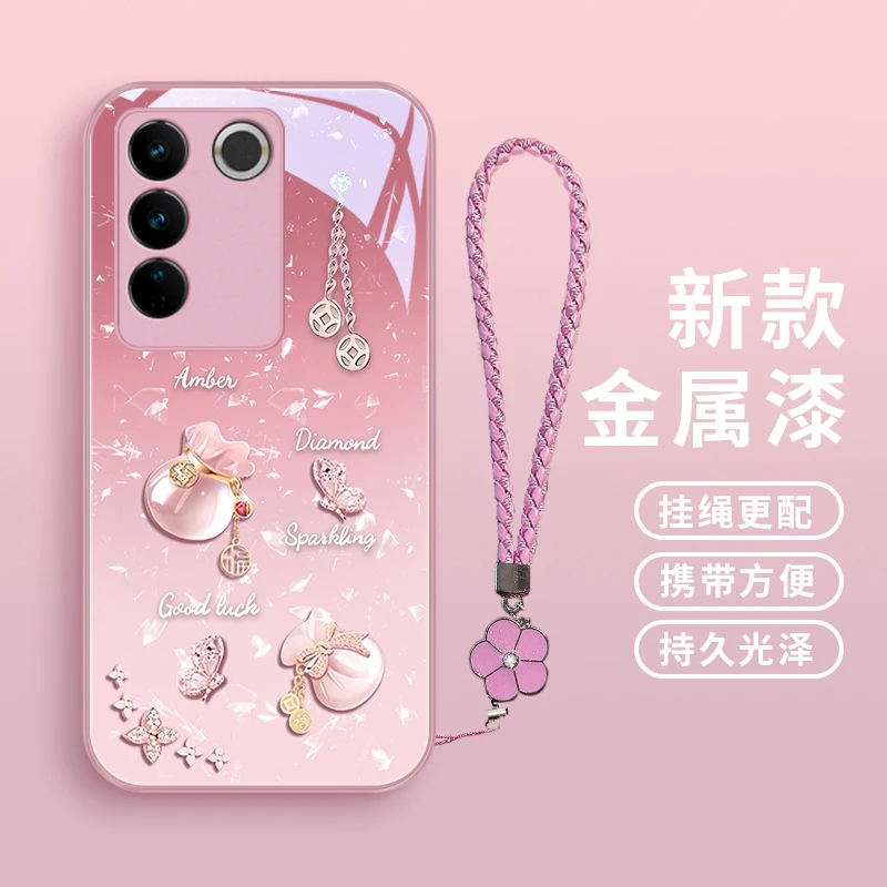 好运福袋适用vivos16手机壳S16pro玻璃vivos16e高级女款可爱全包