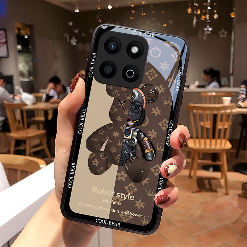 潮牌小熊适用畅玩60plus手机壳畅玩60Plus版玻璃散热质感女款男生