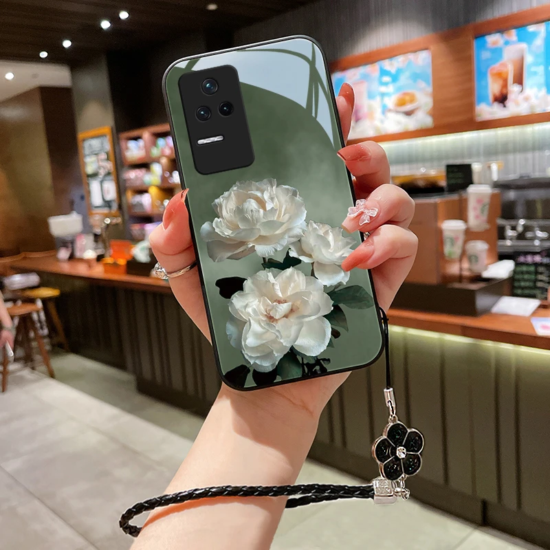 洁白花朵小米红米k50pro手机壳k50女款玻璃K50电竞版高级K50至尊