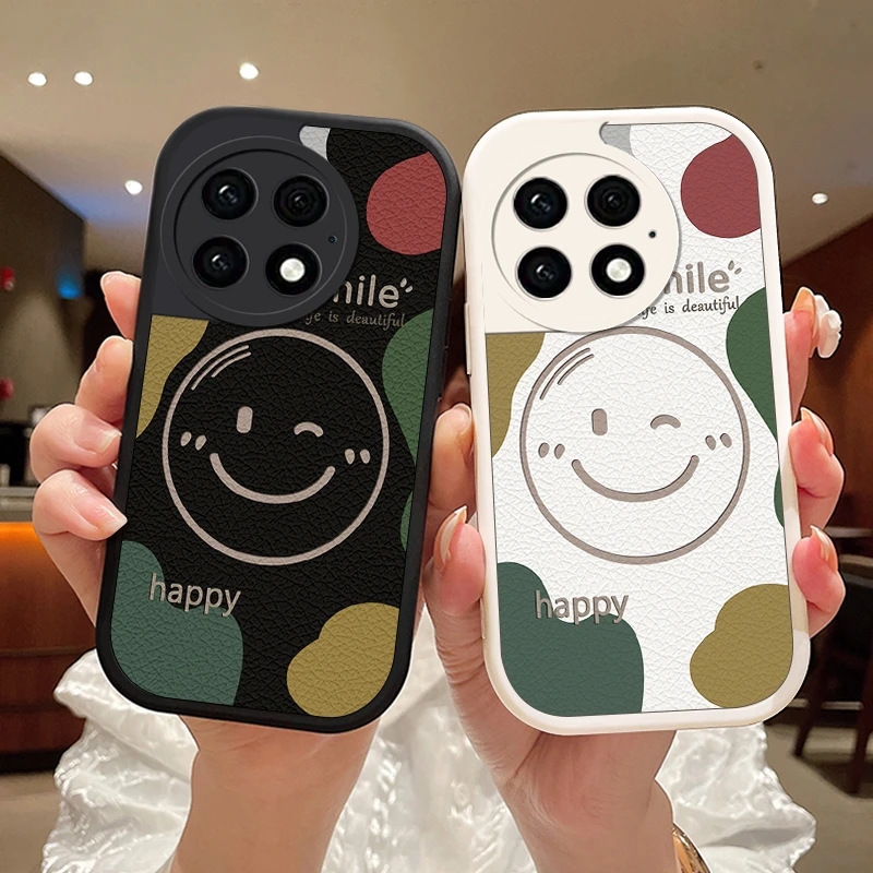 微笑色块适用于一加Ace2Pro手机壳1加ace2pro保护套女款小羊皮外