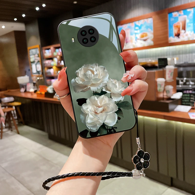 洁白花朵小米红米note9pro手机壳note9情侣5G女款高级挂绳防摔套