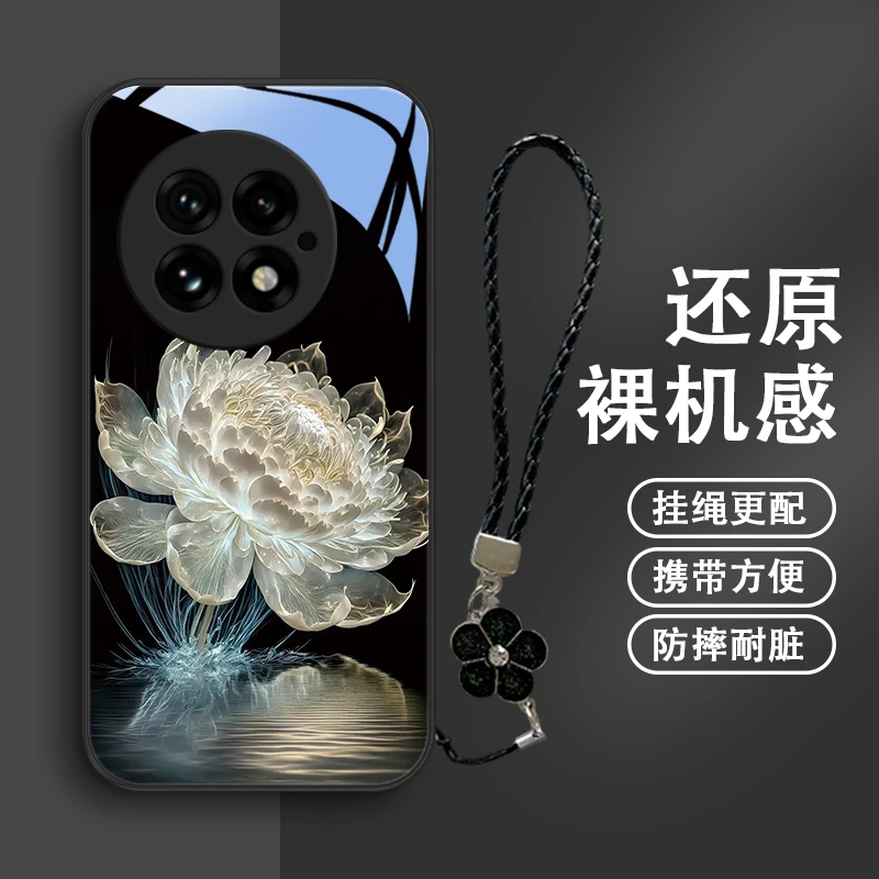 水光莲花适用iQOO13手机壳vivoiqoo13玻璃壳保护套防摔清新新款情