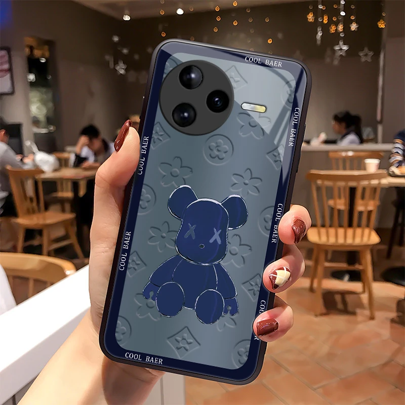 精致小熊适用红米k80手机壳镜面红米K80pro玻璃散热全包硅胶防摔