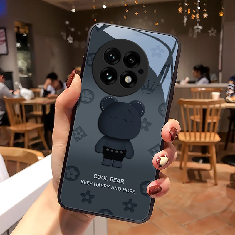 圆脸熊适用一加13手机壳1加13玻璃高级感全包硅胶防摔男生女款潮