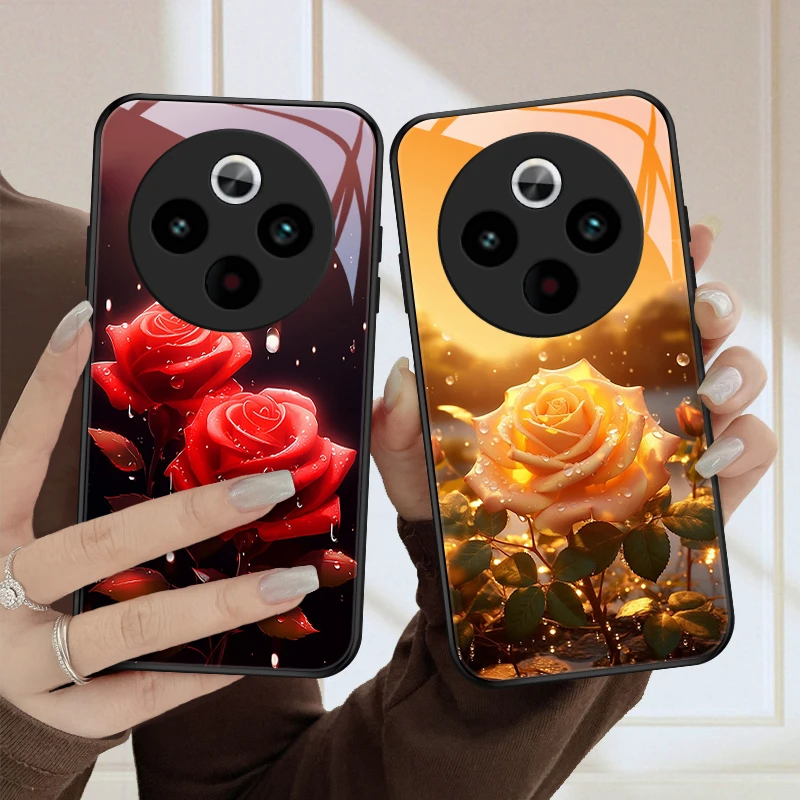 阳光玫瑰适用VIVOY300Pro手机壳奢华女款潮流高颜值防摔硅胶镜面