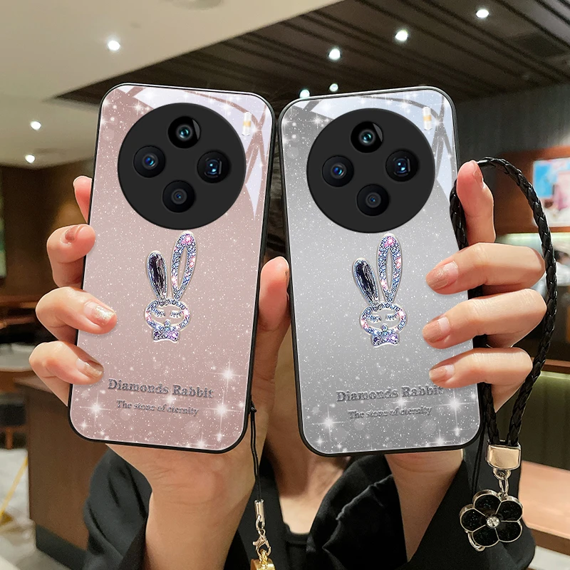 星闪小兔适用VIVOX100S手机壳高级X100Spro玻璃x100Ultra女挂绳软