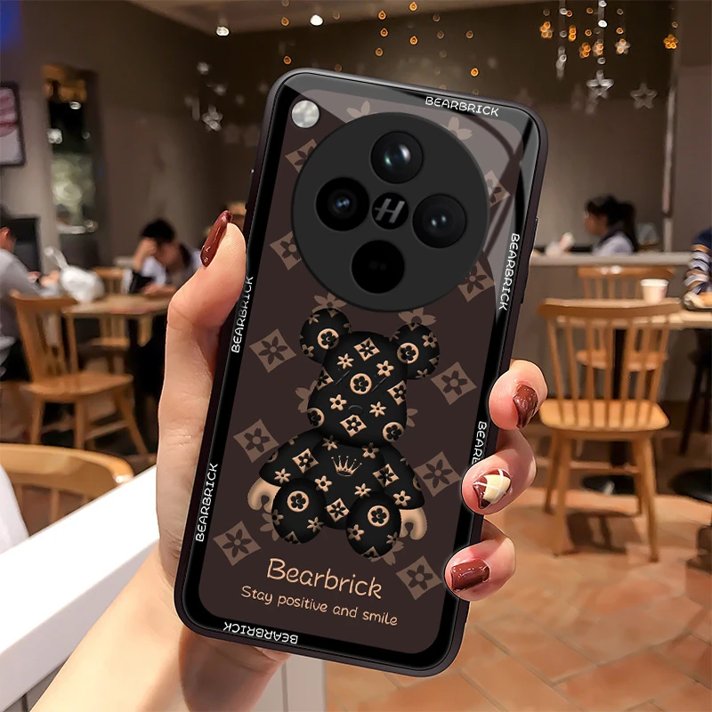 Fashon熊适用oppofindx8手机壳FindX8pro玻璃散热镜面女款硅胶全