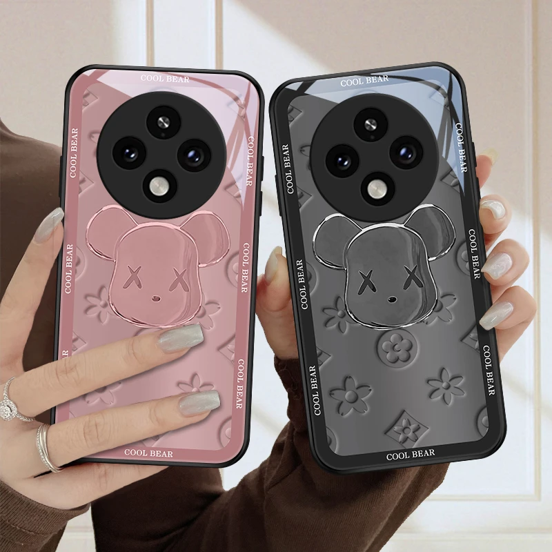 印花熊头适用OPPOA3Pro手机壳oppoA3Pro高级男女款玻璃A3pro网红
