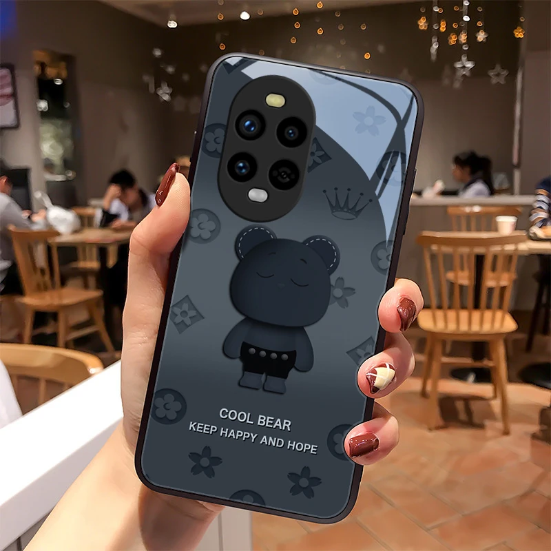 圆脸熊适用华为Nova13Pro手机壳nova13玻璃高级感全包硅胶防摔男