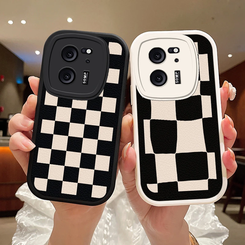 黑白格适用红米K60至尊版手机壳RedmiK60至尊女款高级保护套硅胶