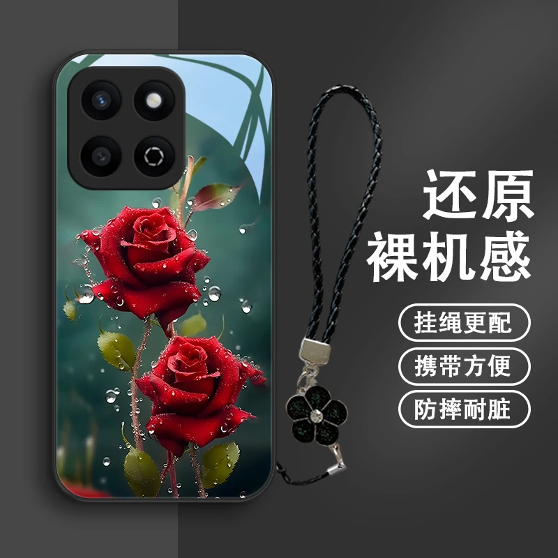 水晶玫瑰适用畅玩60Plus手机壳畅玩60Plus玻璃壳保护套高级全包个