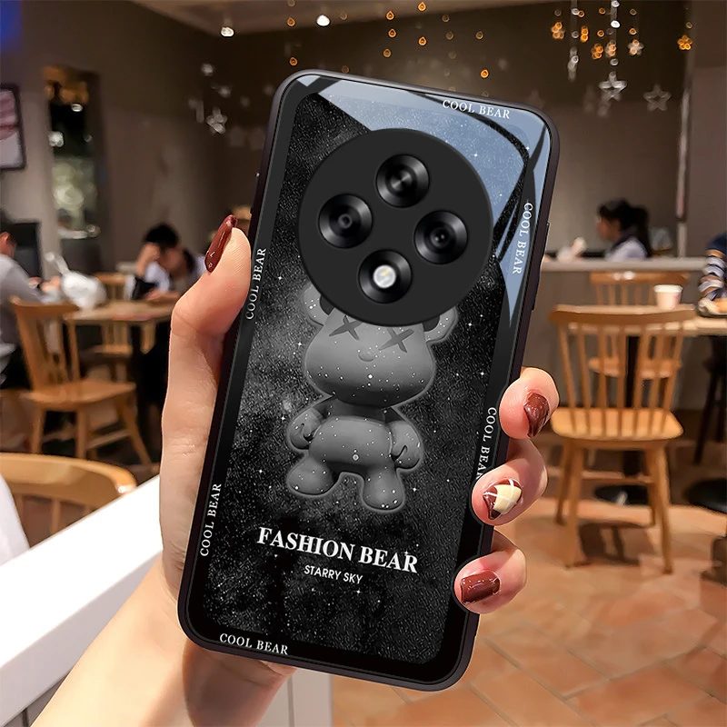 炫酷熊适用OPPOA3 5G手机壳版玻璃高级感散热外壳创意情侣新款超