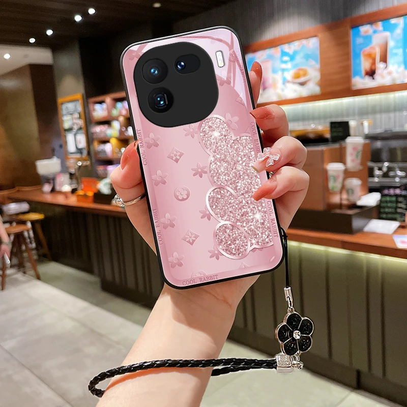 闪粉小兔适用vivoiqoo12手机壳IQOO12pro玻璃女款高级全包镜头气