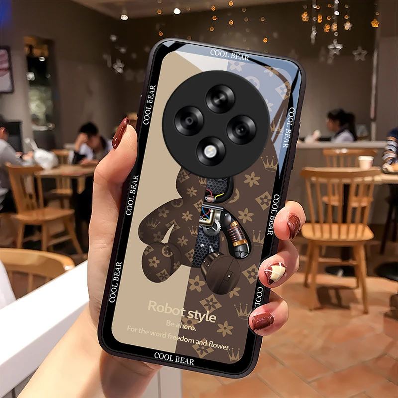 潮牌小熊适用OPPOA3 5G手机壳版玻璃散热质感女款男生硅胶全包高