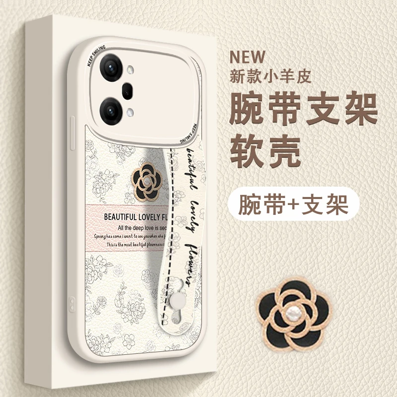 优雅山茶花适用oppok10手机壳OPPOK10pro腕带网红k10x女款高级小
