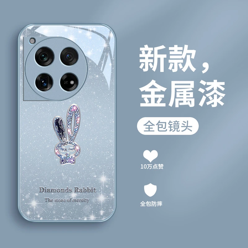 璀璨小兔适用一加12手机壳1加12新款女款奢华全包防摔爆款玻璃on