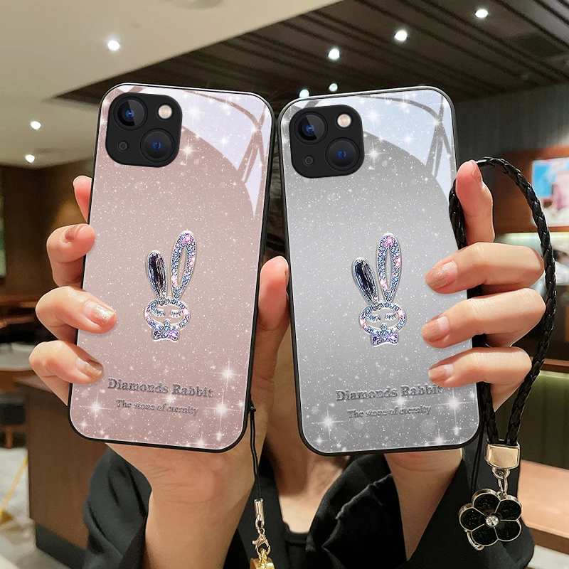 星闪小兔适用iPhone15pro手机壳高级苹果15玻璃15plus女款15ProM