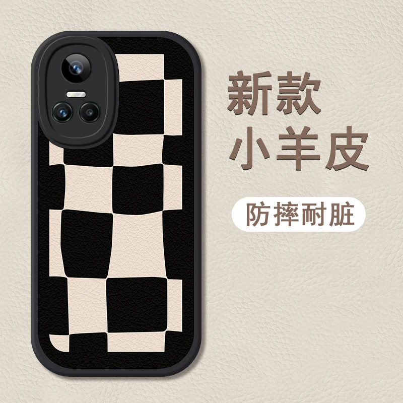 黑白格真我GTneo3手机壳realmeNeo2T高级GT大师探索版小羊皮推荐