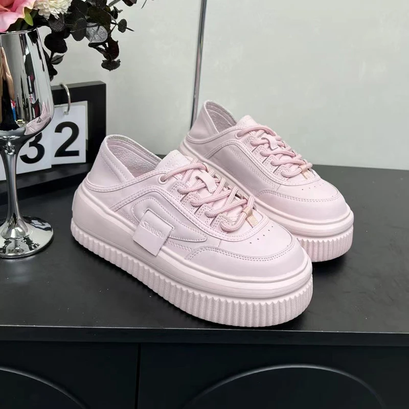 SHOU 谷 ~超轻发泡厚底小白鞋舒适百搭增高显瘦脚踩两穿板鞋