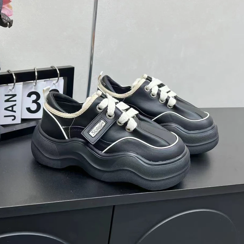 SHOU 谷 ~秋季新款拼色百搭老爹鞋舒适系带休闲鞋