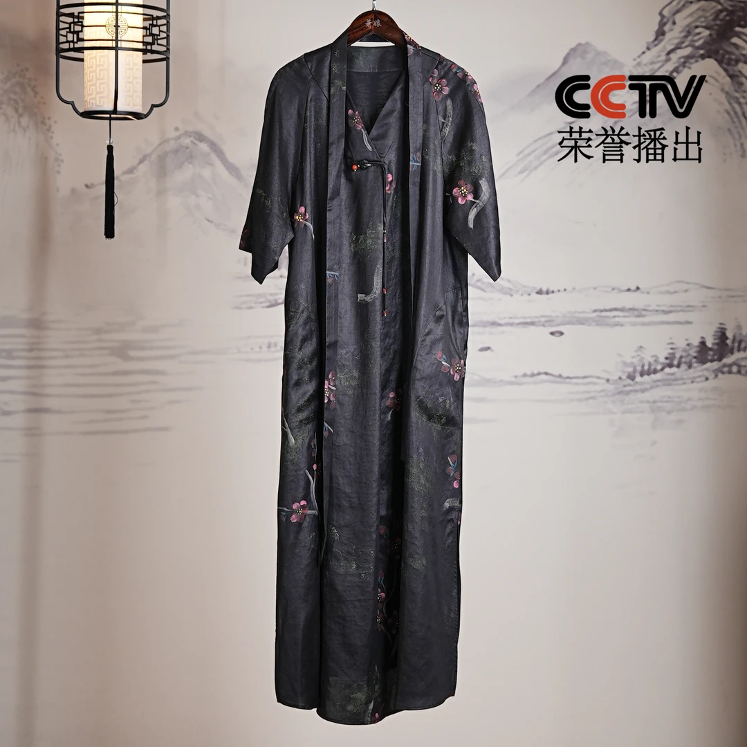 萧娘【清韵】香云纱宽松桑蚕丝宽松连衣裙休闲百搭新中式中国风1167