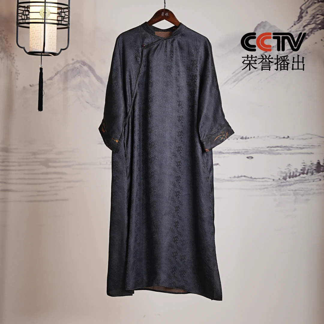 萧娘【碧落】香云纱宽松桑蚕丝宽松连衣裙休闲百搭新中式中国风1061