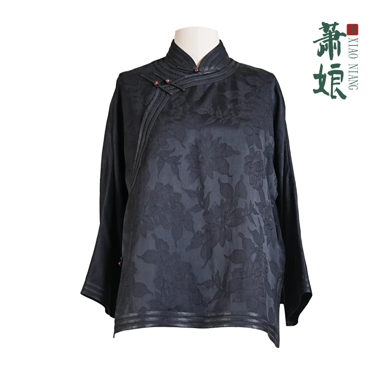 萧娘【清平乐】香云纱新中式女上衣桑蚕丝国风女衬衫1790