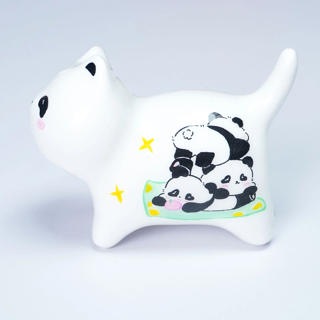 一物一拍 10cm猫爷爷纯手工绘画桌面摆件