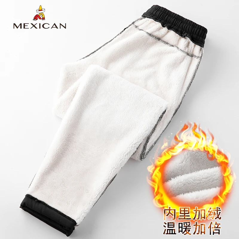 Mexican/稻草人户外冲锋裤男女加绒加厚大码休闲运动裤保暖冬季