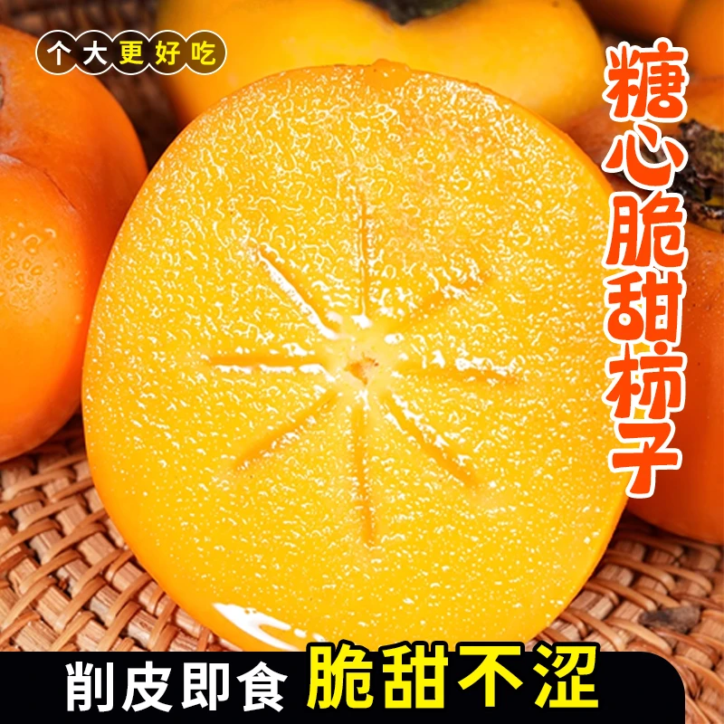 精品大果广西桂林高山甜脆柿子巧克力糖心硬柿子无核新鲜当季水果