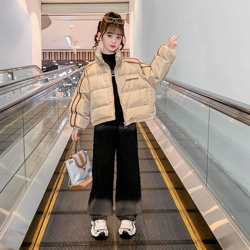 女童服新款冬装儿童洋气时髦短款羽绒衣中大童装冬季外套